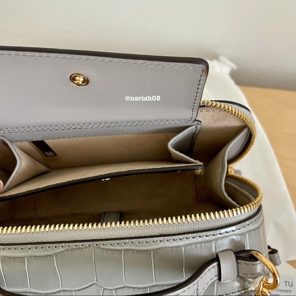 ☀️NWT☀️Chloé Mini C Vanity Bag Croc Embossed Gray - Picture 12 of 16